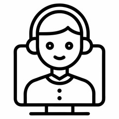 Video Call black outline icon without background