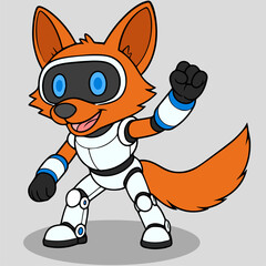 Full Body Vector Image of Mechanical Robot Animal Fox