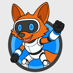 Mechanical Fox Robot Vector Logo Image