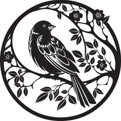 Sinai Rose Finch Bird silhouette