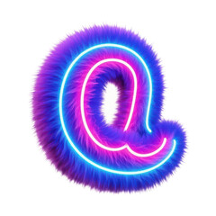 Fototapeta premium At sign fluffy neon purple blue glowing symbol illustration