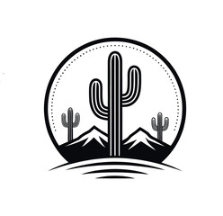 cactus silhouette logo vector line art logo design