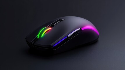 Sleek black wireless gaming mouse with RGB lighting accents.