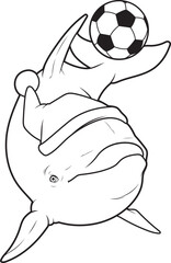 Dolphin Christmas Soccer Animal Vector Graphic Art Illustration