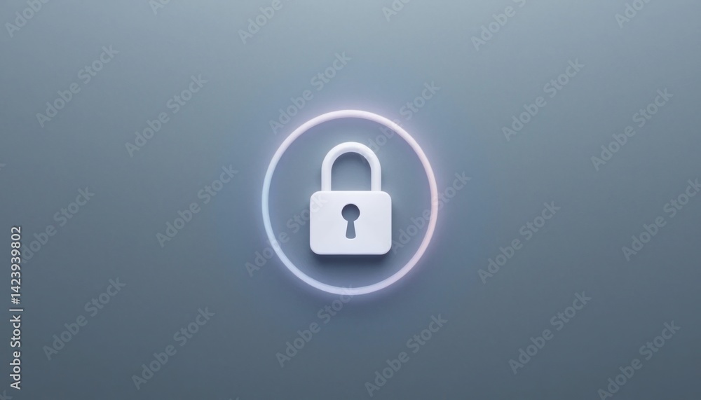 Poster securing digital information modern lock icon cybersecurity concept minimalist design digital enviro