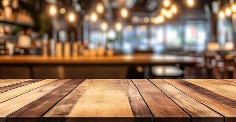 Empty wooden cafe table top