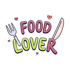 food lover text with fork and knife icon icon, food lover text with fork and knife icon vector, food lover text with fork and knife icon web icon