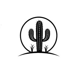 cactus silhouette logo vector line art logo design