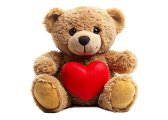 Fototapeta premium teddy bear with red heart isolated
