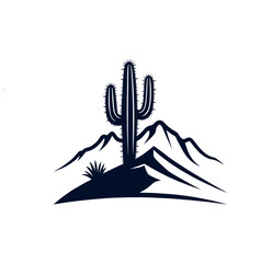 cactus silhouette logo vector line art logo design