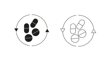 pharmacy icon, with pills symbol, isolated on white background, vector illustration.