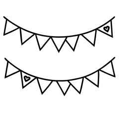 Elegant Heart Garland Line Drawing