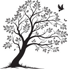 Obraz premium Small-Leaved Lime tree silhouette