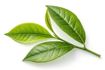Green tea leaf isolated on white background