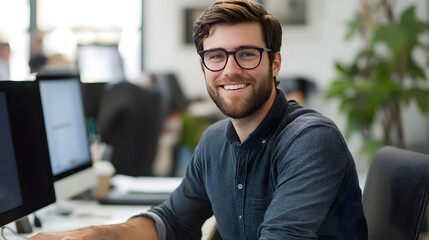 Obraz premium modern office desk setup for startup founder flat lay