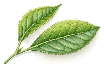 Green tea leaf isolated on white background