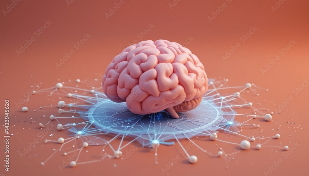 Poster innovative brain visualization digital studio 3d rendered image abstract environment close-up view n