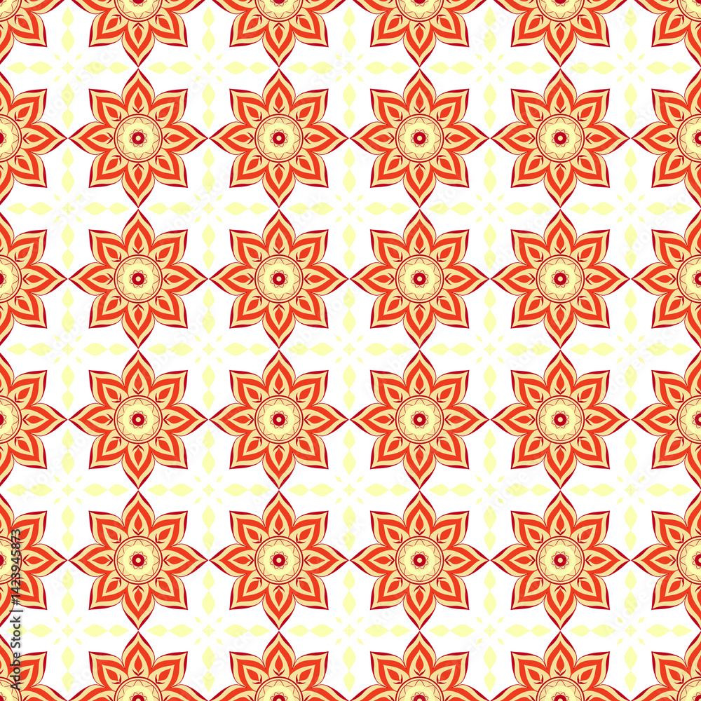 Poster tile images, a seamless vector design featuring a repeating geometric pattern intertwined with flora
