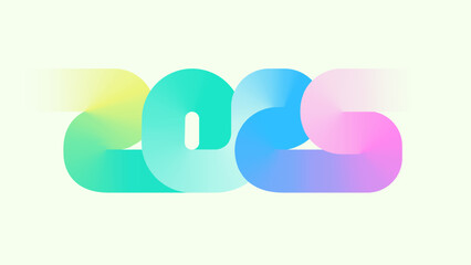 2025 gradient color new year number contour digital drawing