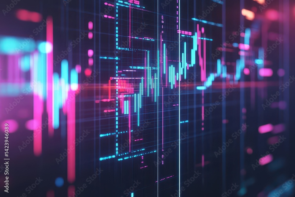 Poster vibrant computer screen illuminated by colorful abstract background creating a dynamic and engaging 