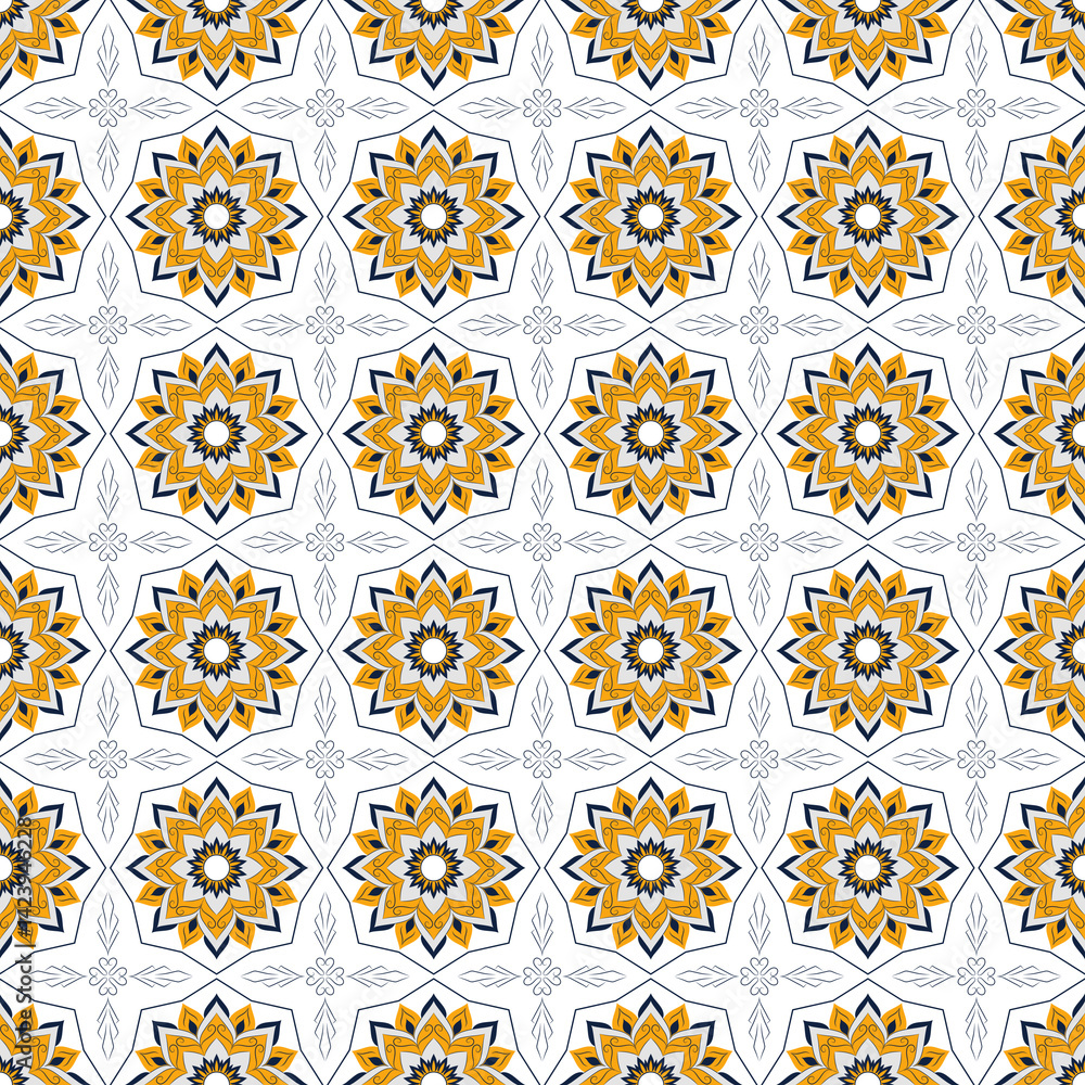 Poster tile images, a set of vector icons features a seamless floral pattern with vintage star and geometri