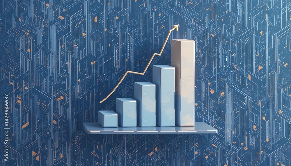 Poster analyzing growth trends in business metrics digital space infographic visualization modern aesthetic