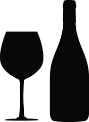  Wine bottle silhouette, Wine icon, Vector, Isolated 