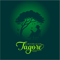 Rabindranath Tagore Jayanti Social Media Creative Solid Silhouette Design

