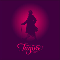 Rabindranath Tagore Jayanti Social Media Creative Solid Silhouette Design

