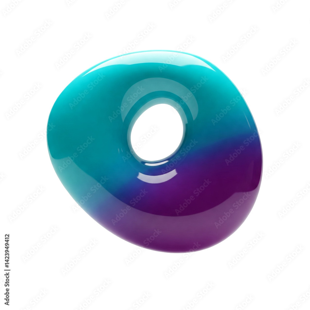 Poster a captivating abstract sculpture featuring a smooth, curvilinear design with a gradient of teal to p