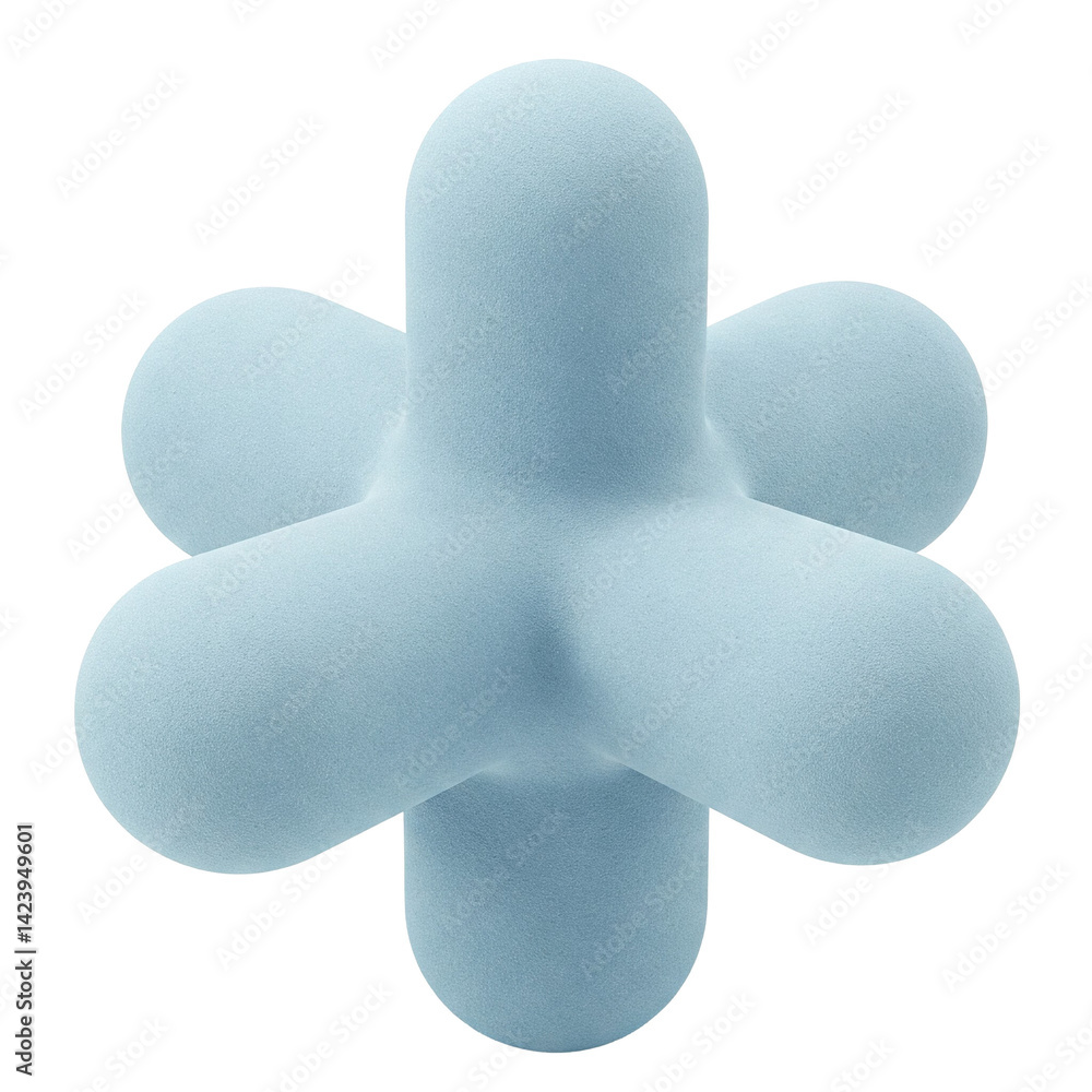 Poster an abstract representation of a soft, light blue molecular structure on a black background with smoo