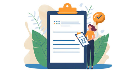 marketer holding clipboard with customer feedback charts