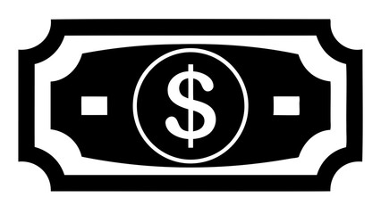 Paper Dollar vector icon black vector silhouette isolated on transparent background