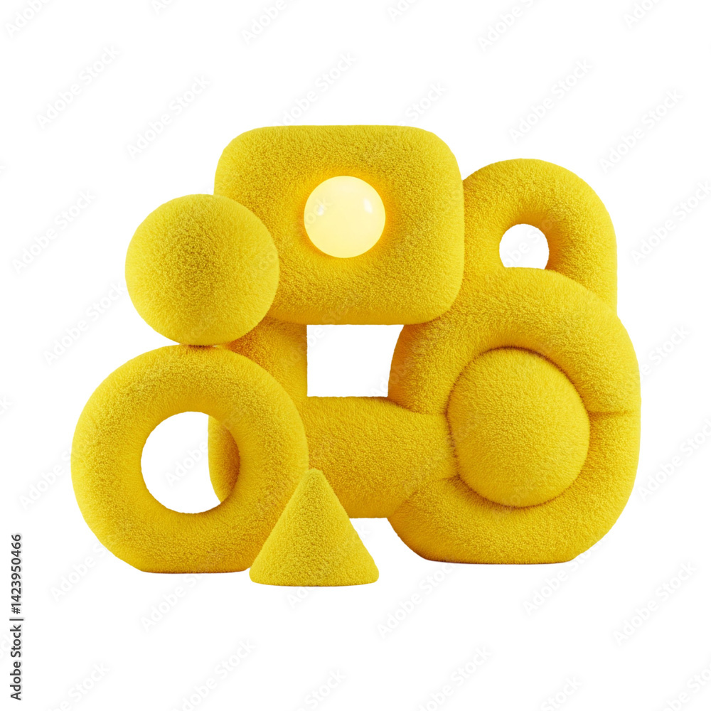 Aufkleber a vibrant assembly of yellow geometric shapes: exploring the playful interaction of forms and colors