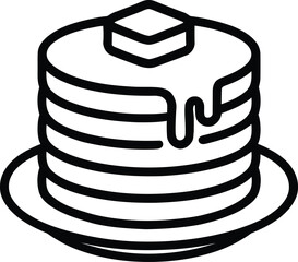 Minimalist Pancake Stack Icon Black and White Line Drawing with Geometric Shapes

