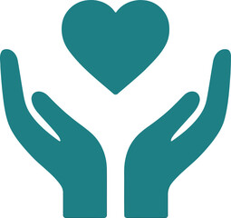 Minimalist Hand Holding Heart Icon Cupped Hands with Floating Heart Symbol

