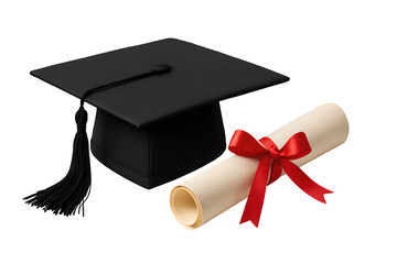 graduation cap and diploma