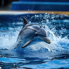 Naklejka premium Dolphin leaping gracefully through water