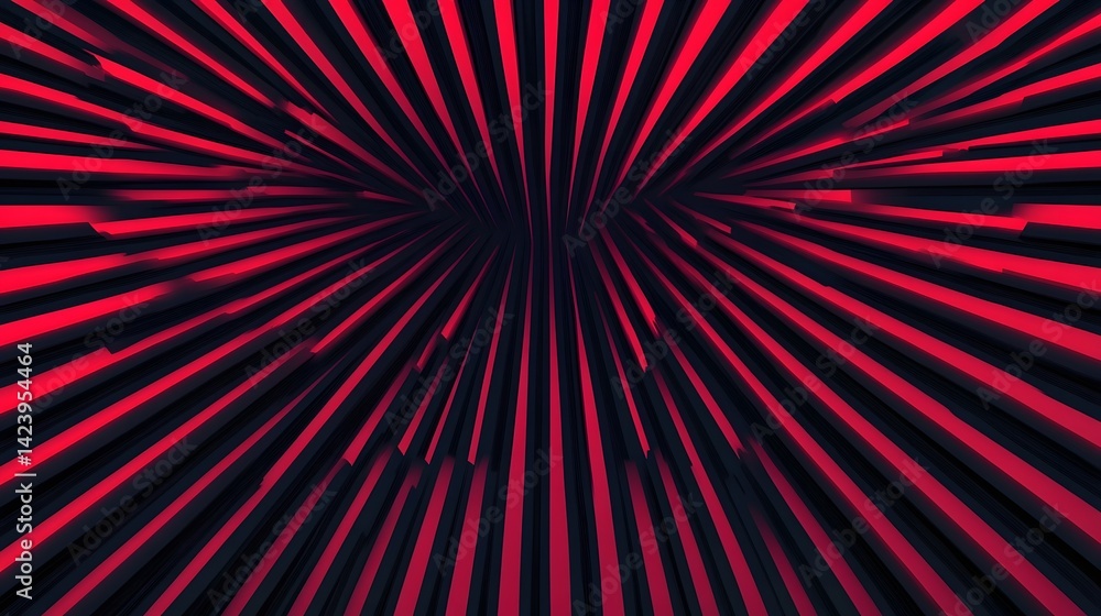 Poster vibrant cyber-tech inspired abstract digital pattern with expanding red dashes