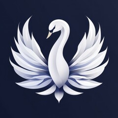 Obraz premium Elegant white swan gracefully displaying its large wings against a dark background showcasing beauty and simplicity