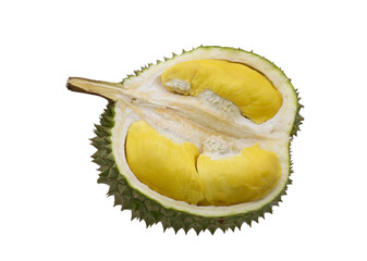 Sliced durian isolated on transparent background. Black thorn  or Ochee durian.