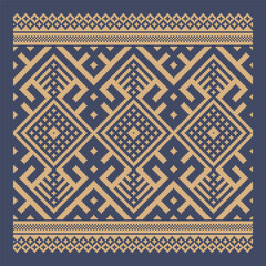 Ukrainian border pattern element. Stencil for block print or tattoo design. Floral geometric decor.