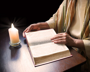 Man reading an old bible