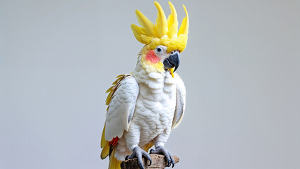 Elegant sulphur crested cockatoo bird with a unique yellow crest feathers