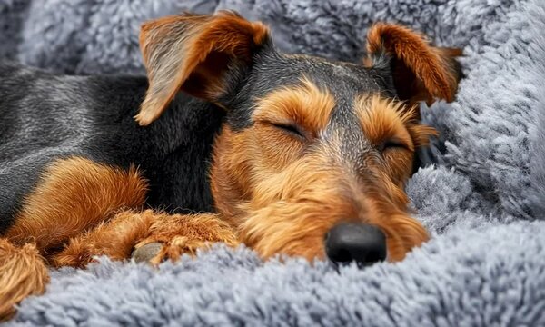 portrait of a dog sleep in sofa