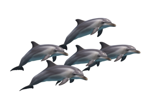 Group Of Dolphins Swimming Gracefully In Water