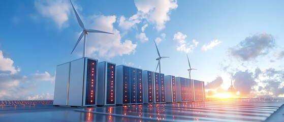 Energy storage batteries system with�wind�and�solar.