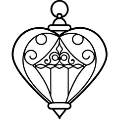 Elegant Heart Lantern Outline
