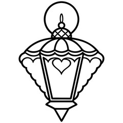 Elegant Heart Lantern Outline