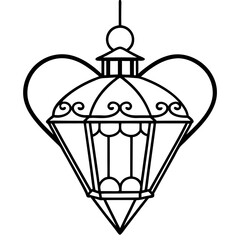 Elegant Heart Lantern Outline